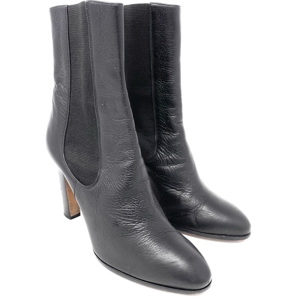 CHANEL CC LOGO SHORT LEATHER BLACK CHELSEA ANKLE BOOTS WITH CHUNKY HEELS SZ 39 - Picture 7 of 12